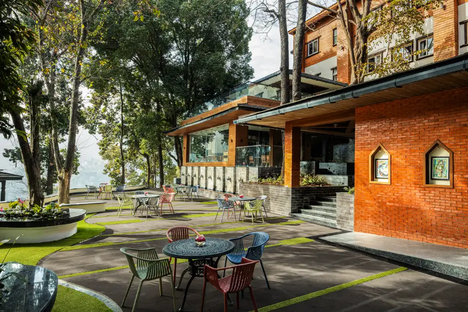 Garden terrace among the trees