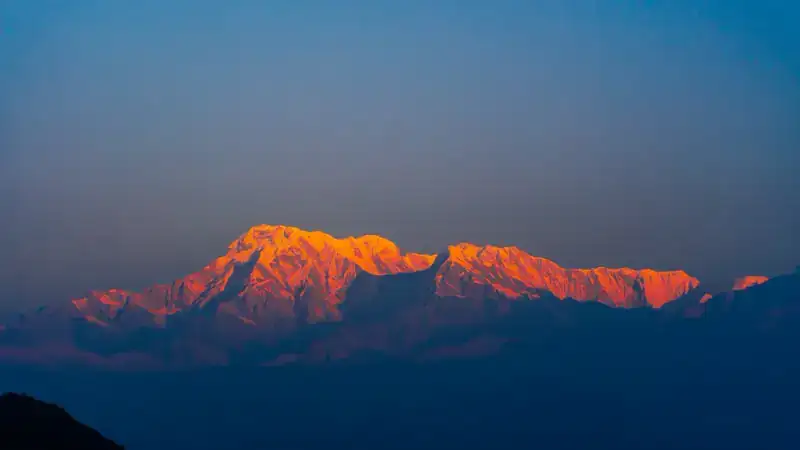 Himalayan sunrise over the Pokhara hills